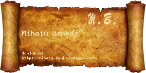 Mihaiu Benkő névjegykártya